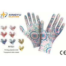 Защитные перчатки из полиэфирной оболочки с покрытием из нитрила (N1521)